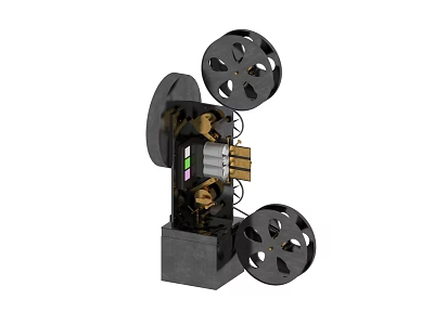 Vintage Movie Theater Featuring Old Fashioned Film Projector and Classic Decor 3d model