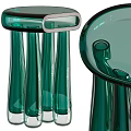 Modern Green Glass Coffee Table with Transparent Pedestal Structure and Contemporary Design Elements