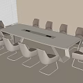 Modern White Conference Table With Metal Frame Chairs In Office Meeting Room