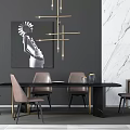 Light Luxury Dining Table and Chair Combination Dining Table and Chair 3d model