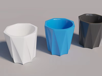 Minimalist Octagonal Decorative Ornament Set with White Blue Black for Home Decor Accents 3d model