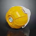Yellow And White Tech Sphere With Glowing Center And Geometric Surface Design 3d model
