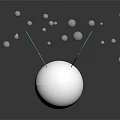 White Spherical Creature With Green White Wing Structures And Floating Dots On Black Background