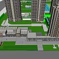 Modern High Rise Residential Buildings With Central Entrance Fountain Car And Green Landscape
