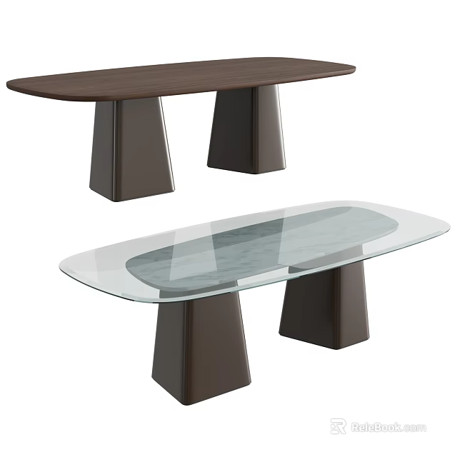 Modern Study Desk with Wooden Top Glass Surface and Dark Legs Design 3d model 