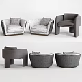 Single Sofa Modern Design With Different Gray Fabric Styles And Cushions 3d model