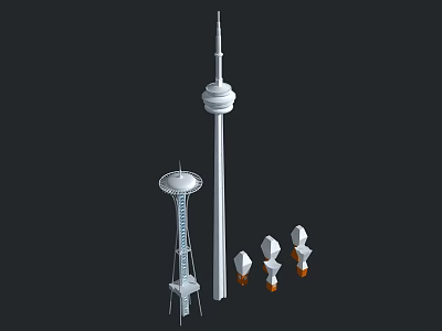 Modern Tall Tower Structure With Spire And Small Decorative Elements 3d model
