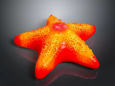 Vibrant Orange Red Starfish With Textured Surface And Glossy Appearance 3d model
