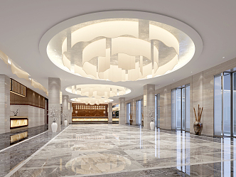 Modern Hall Hotel Lobby 3d model