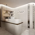 Modern Beauty Salon Interior With Reception Desk Product Shelves Chairs And Plants