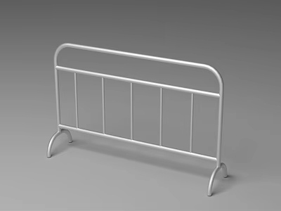 Sturdy Silver Metal Fence with Horizontal Vertical Bars and Curved Support Feet 3d model