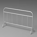 Sturdy Silver Metal Fence with Horizontal Vertical Bars and Curved Support Feet