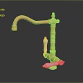 Elegant Vintage Golden Faucet With White Handles Shiny Surface For Kitchen Sink
