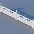 Elegant White Stone Carved Railing With Decorative Pillars And Intricate Patterns 3d model