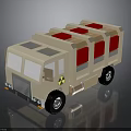 Beige Toy Truck Exterior Design With Red Compartments And Radioactive Symbol