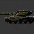 Futuristic Modern Green Armored Tank With Cannon And Metallic Military Design
