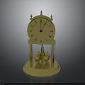 Golden Mantel Clock With Roman Numerals And Decorative Sphere Base