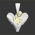 Heart Shaped Jewelry Pendant With Angel Design Silver Base And Gold Accents