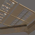 Modern Wooden Grid Ceiling Design With Striped Structure And Recessed Lighting Strips
