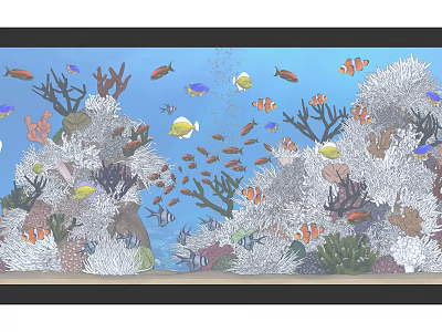 Colorful Aquarium Landscape With Tropical Fish Vibrant Coral And Aquatic Plants 3d model
