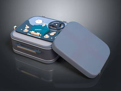 Portable Daily Use Container With Open Lid Blue Gray Design And Functional Buttons 3d model