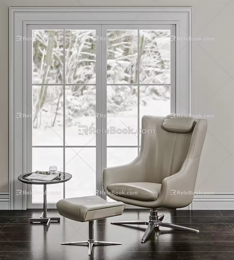Modern recliner chair side table combination 3d model