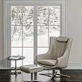 Modern recliner chair side table combination 3d model