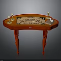 Red Oval Table With Wooden Plaque Text Candle Holders And Small Box
