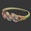 Exquisite Gold Bracelet Adorned With Multi Colored Gemstones And Leaf Motifs