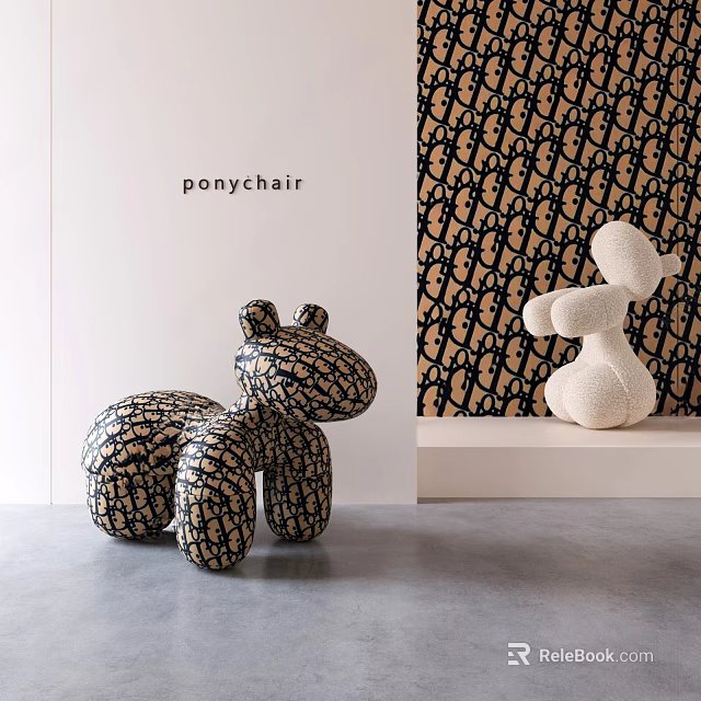 Pony Shaped Children's Chair With Brand Pattern Design 3d model 