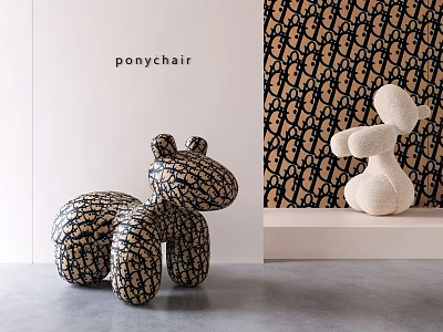 Pony Shaped Children's Chair With Brand Pattern Design 3d model