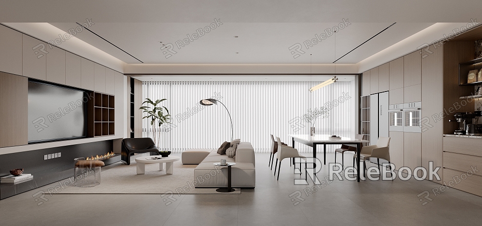 Modern Minimalist Restaurant Sofa Coffee Table Combination Nakajima Table and Chair Combination Sofa Background Wall Large Horizontal Hall Guest Restaurant Curtain Dream Curtain model