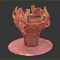 Traditional Bronze Vessel With Intricate Dragon Decorations On White Base