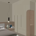 Modern Minimalist Bedroom Wardrobe With White Panels And Wooden Open Shelves