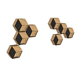 Modern Wall Cabinets With Hexagonal Modular Design Wooden And Black Tones Combination 3d model