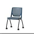 Blue Office Chair With Mesh Back And Black Wheeled Base Design 3d model