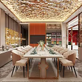 Elegant Hotel Lobby Interior with Modern Reception Desk Red Accent Wall and Marble Floor