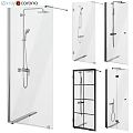 Shower Sauna Interior Design With Glass Partition And Metal Frame Shower Head