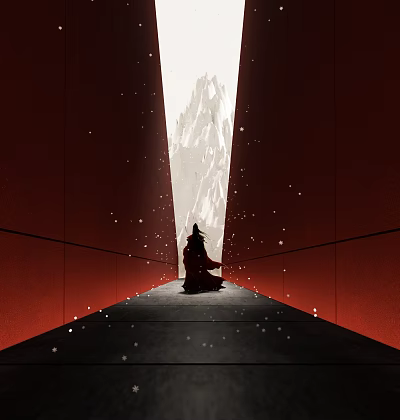 Passage snow back quiet snow mountain artistic conception corridor 3d model