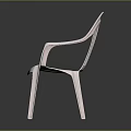 Simple White Plastic Chair With Armrests And Slatted Back Design 3d model