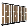 Vertical Wooden Feather Shaped Slats With Black Frame Decorative Screen 3d model