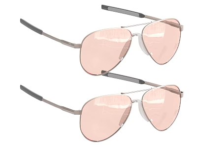 Two Pairs of Pilot Style Sunglasses with Pink Lenses and Metal Frames 3d model