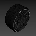 Black Car Tire With Stylish Alloy Rim And Spoke Design