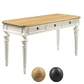Wooden Dressing Table Featuring Light Oak Top Black Carved Legs and Storage Drawers