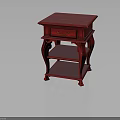 Red Classic Wooden Nightstand Furniture With Drawer And Two Shelves Design