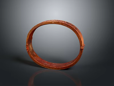 Handcrafted Red Brown Bracelet with Textured Surface and Dark Background Reflection 3d model