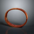 Handcrafted Red Brown Bracelet with Textured Surface and Dark Background Reflection 3d model