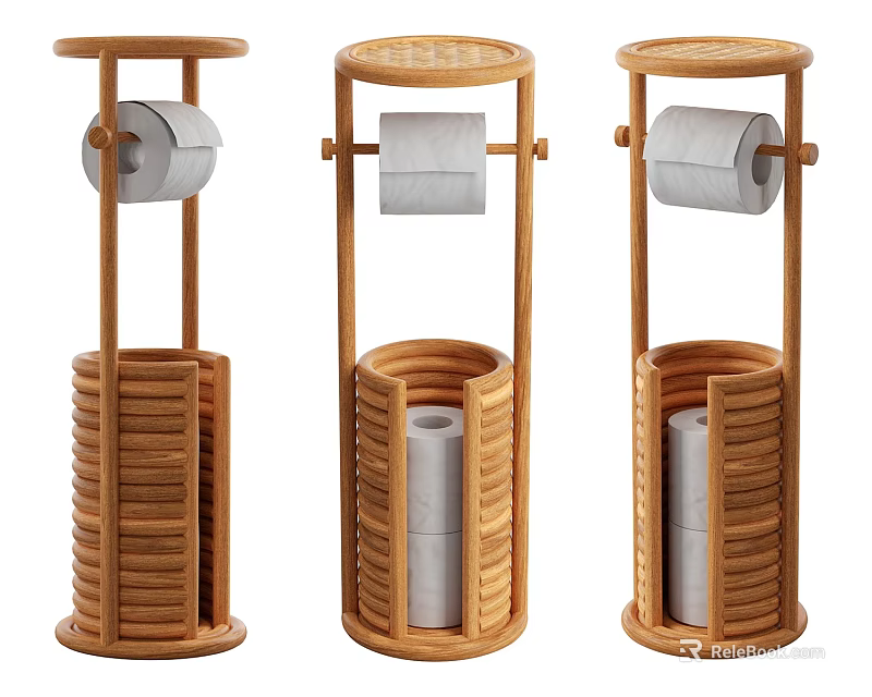 Wooden Toilet Paper Holders For Bathroom Storage 3d model 