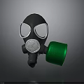 Detailed Toy Weapon 3D Model Featuring Gas Mask And Green Cylinder