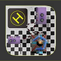 Toy Rocket Launch Pad Model With Black Rocket TNT Lettering Purple Cars And Square Base